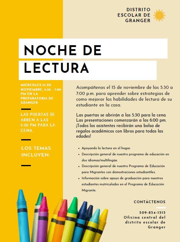 K12 night flyer invitation Spanish version