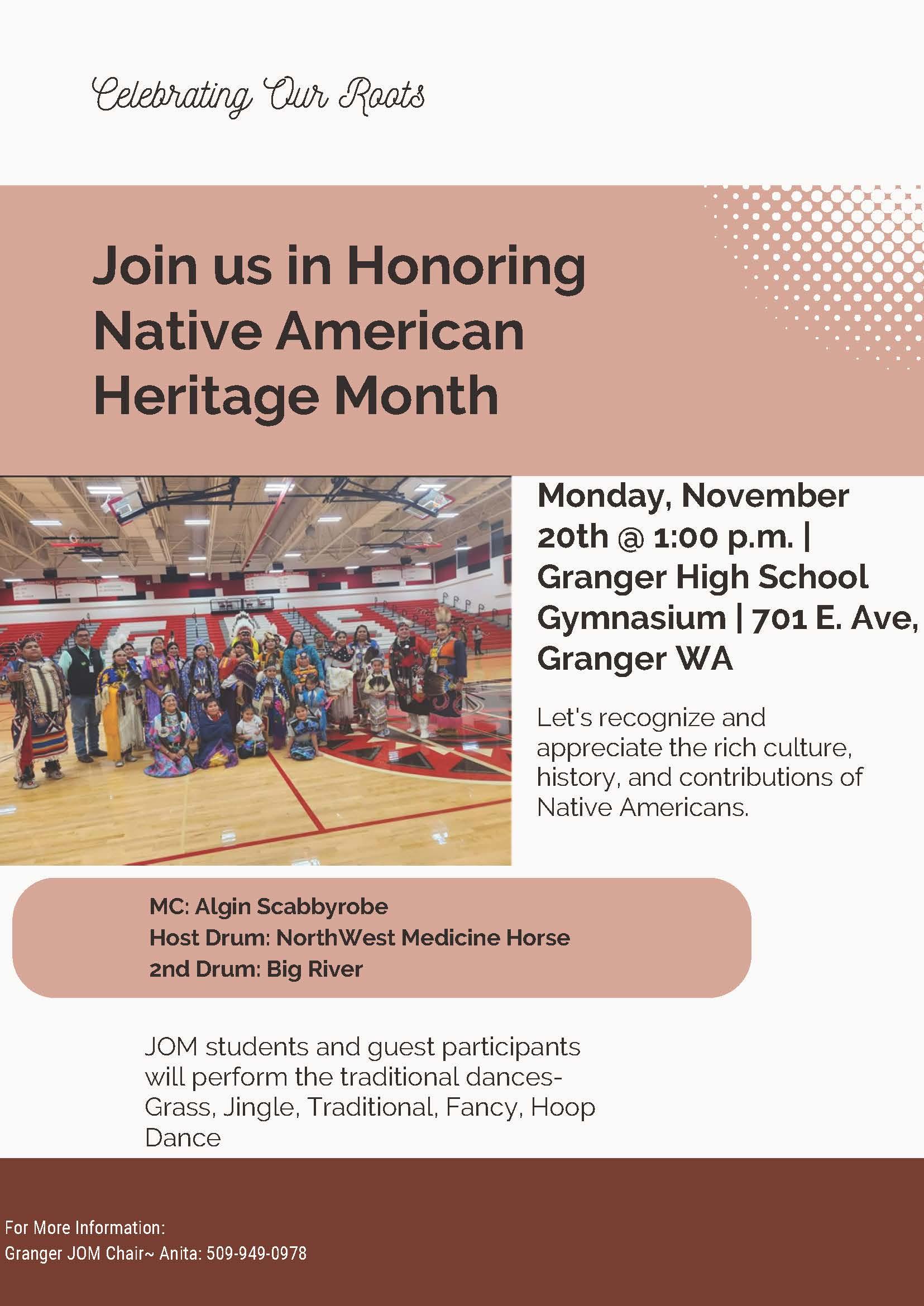 Native American Heritage assembly announcment