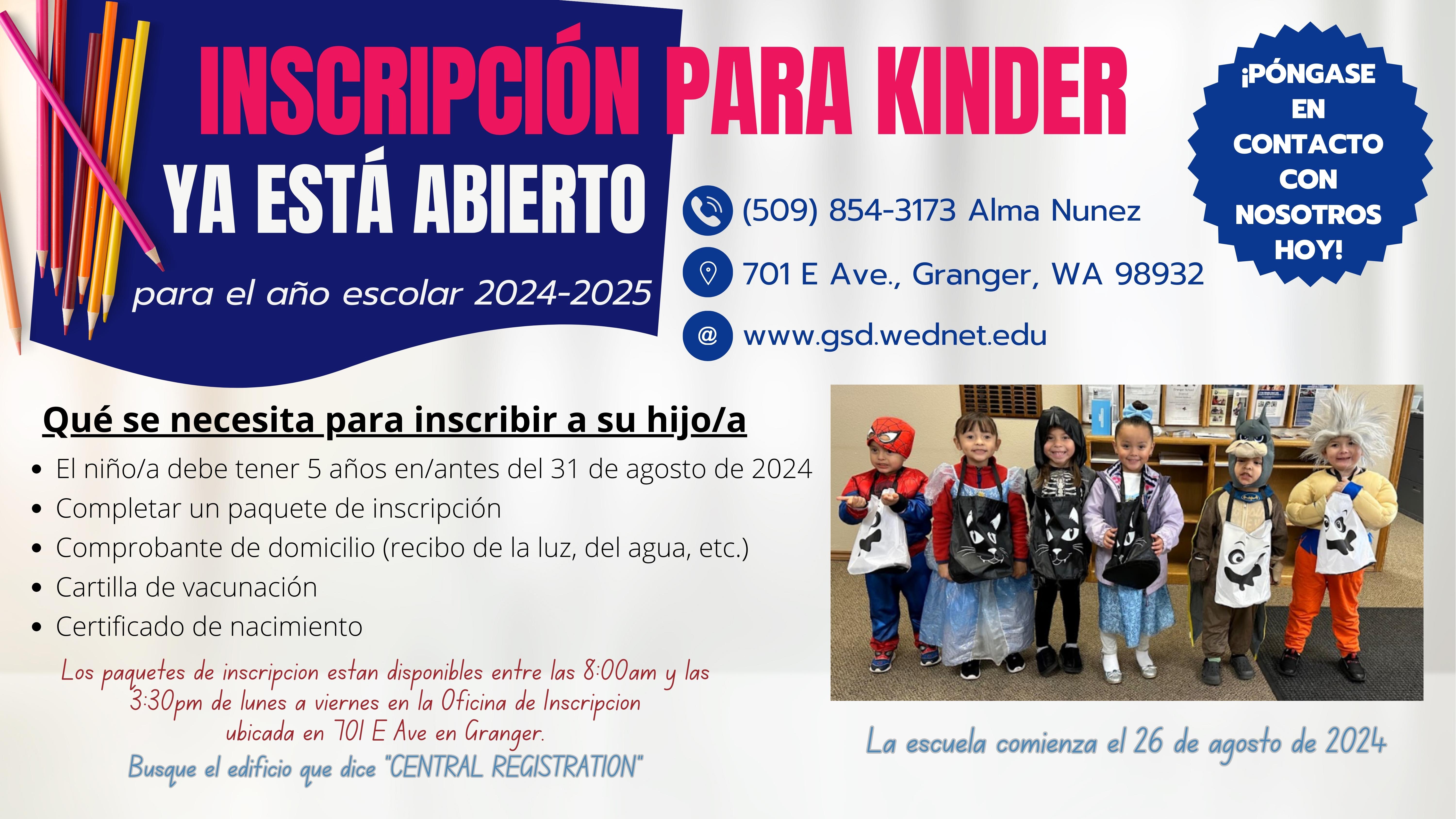 Kindergarten registration Spanish